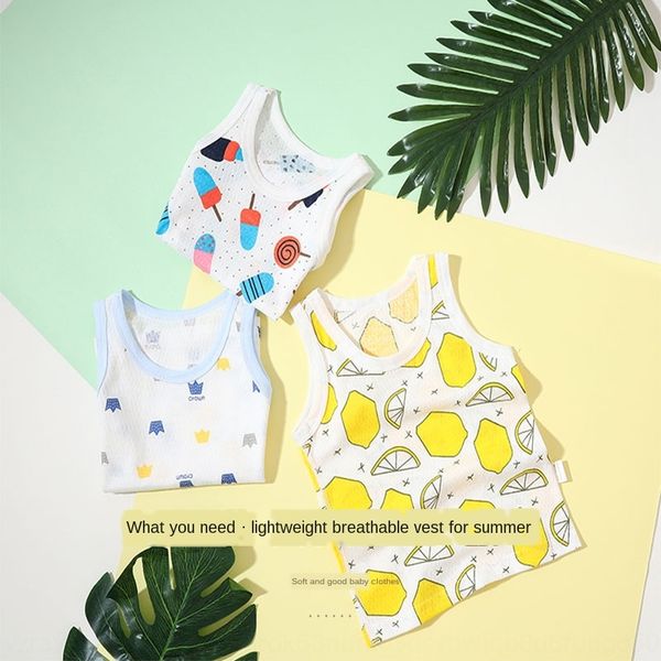 

children's summer pure cotton i-shaped boy's sleeveless baby vest mesh vest thin girl's camisole summer, Blue