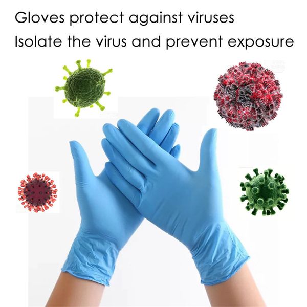 

50pcs / package blue nitrile disposable rubber comfortable mechanic exam gloves for left and right hand #yl10, Silver