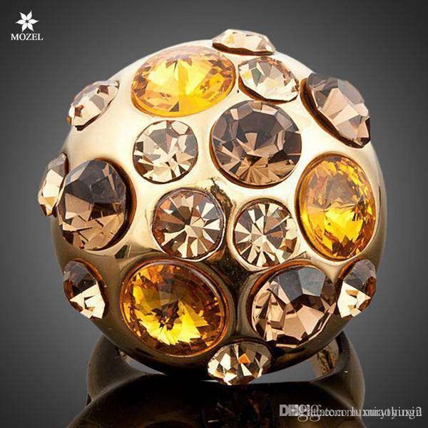 

wholesale mozel fashion jewelry gold plated swarovski crystal gold plated stellux multicolour austrian crystal semicircle ring for women, Silver