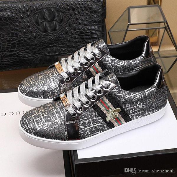 

fast delivery mens ace bees sneaker style mens shoes breathable fashion design comfortable footwears plus size lace -up low m, Black