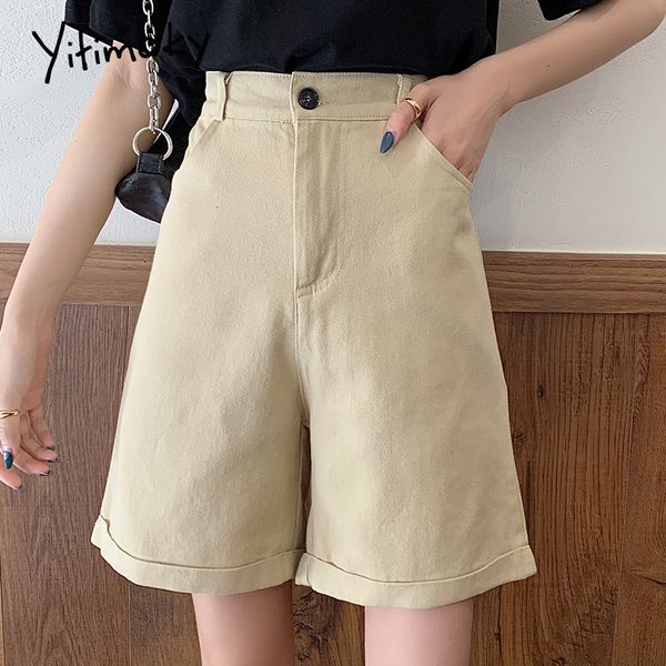 

plus size 5xl high waist shorts women safari style straight harajuku pockets solid fashion women korean wide leg shorts 2020 new, White;black