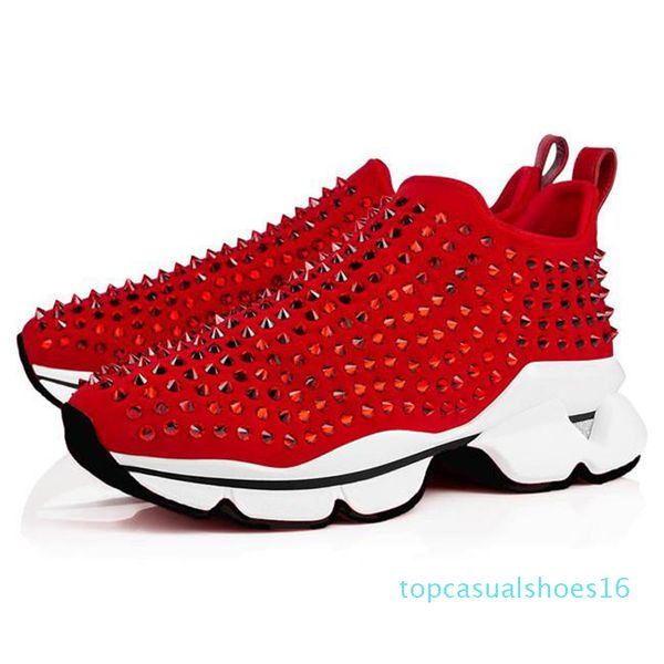 

fashion red bottom men women casual spikes rivets rhinestone shoes dress party walking shoes sneakers chaussures flat shoes t01, Black