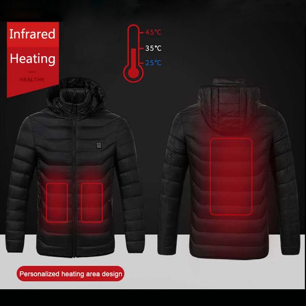 

veamors outdoor men women warm hiking jackets smart thermostat hooded heated clothing skiing climbing camping warm jacket s-4xl, Blue;black