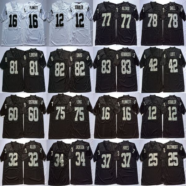 

78 art shell jersey 81 tim brown 82 al davis ted hendricks dave casper black white retro ncaa jerseys stitched mens