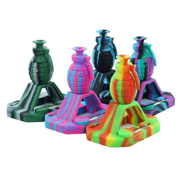 

Новый дизайн Grenade Силикон курить наборы труб с 14ммами титан Совет многоцветных ручных шлангами станки стекли Бонг трубы