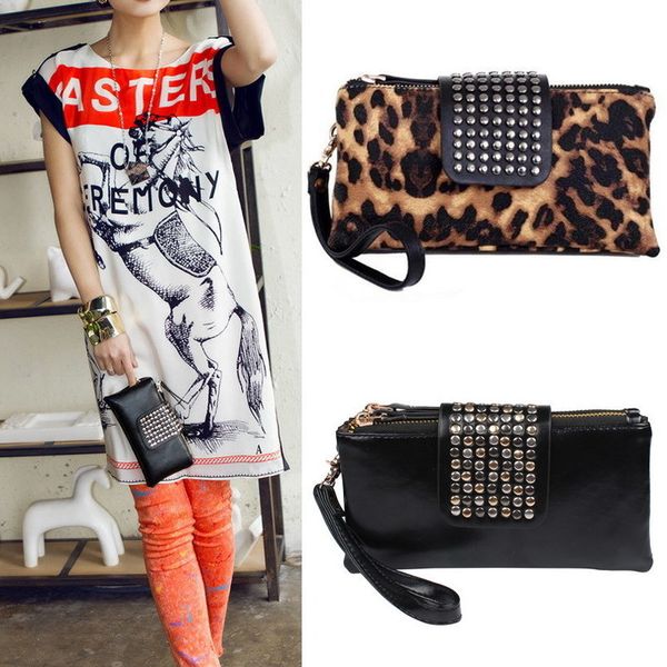 

2020 fashion womens korean style faux pu leather black clutch purse wallet bag handbag fa$b women bag