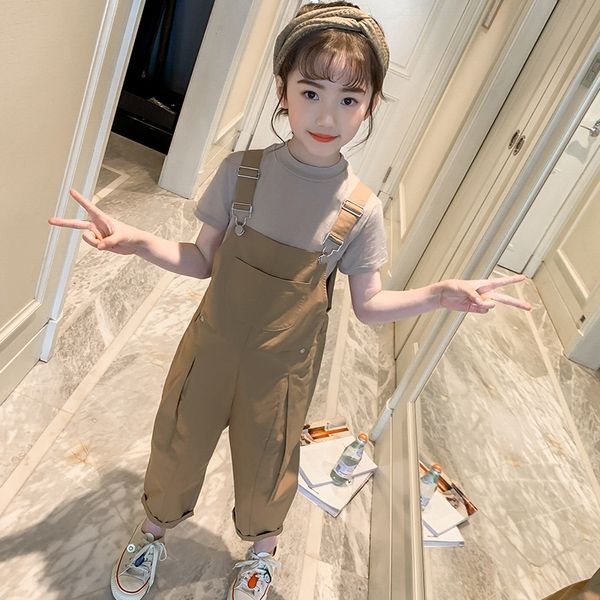 

girls summer 2019 girls' summer style new korean style thin casual belt pants children's middle and large children's belt pan, Blue