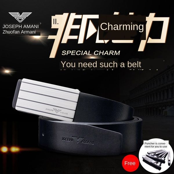 

zhuofan men's new smooth buckle business zhuofan casual pants men's belt new smooth buckle business casual pants belt, Black;brown