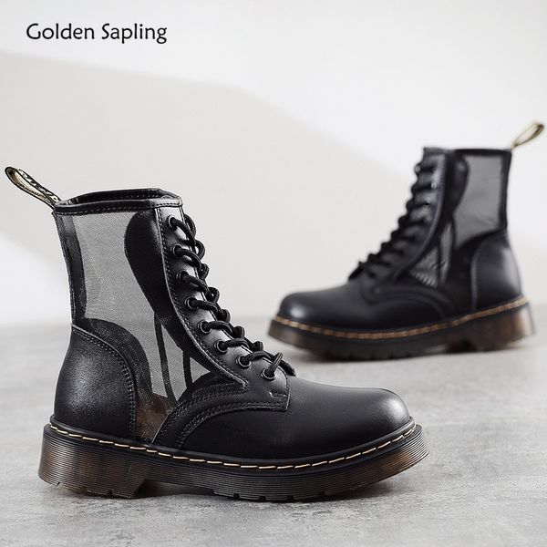 

golden sapling 2020 summer women's boots breathable air mesh platform shoes soft rubber height increasing retro style women boot