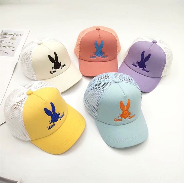 

korean style thin children's rabbit baseball baseball cap embroidered cartoon net cap for boys and girls breathable outdoor sun hat, Blue;gray