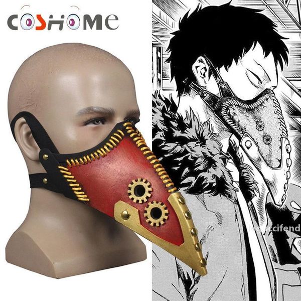 

coshome boku no my hero academia overhaul kai chisaki cosplay mask brown wigs latex beak shape mask halloween cos props t200620