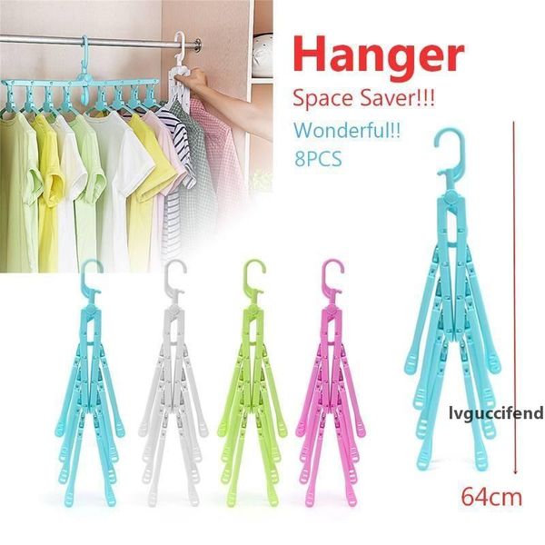 

8pc hooksclothes hanger organizer space saving hanger multifunction folding magic hanger telescopic drying racks clothes storage t200605