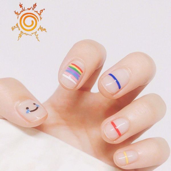 

14pcs 3d nail stickers 40 styles salon waterproof colorful convenient and quick removable stickiness lasts safe nontoxic quick drying, Black