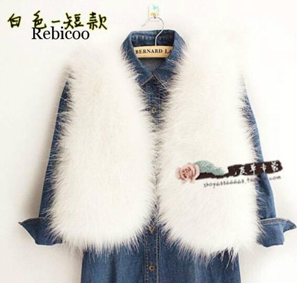 

faux fur women vests korean short style sleeveless winter warm female vest, Black