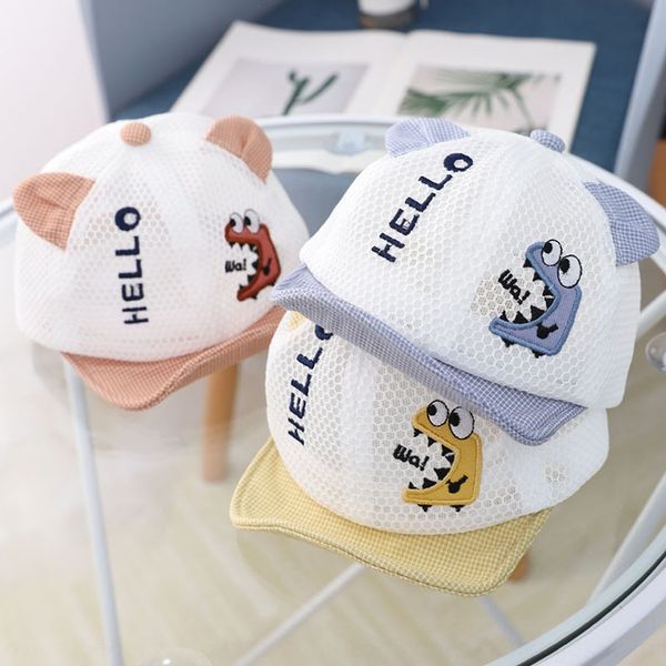 

wa dinosaur infant net sunscreen cap new baby hat embroidered cartoon baby hat sun protection cap mz9258, Blue;gray