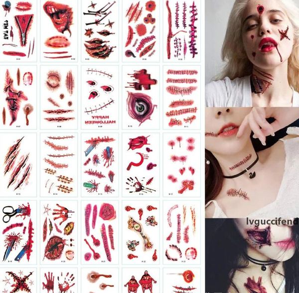 

new scars halloween tattoo stickers terror scar stickers waterproof realistic tattoo stickers party decor