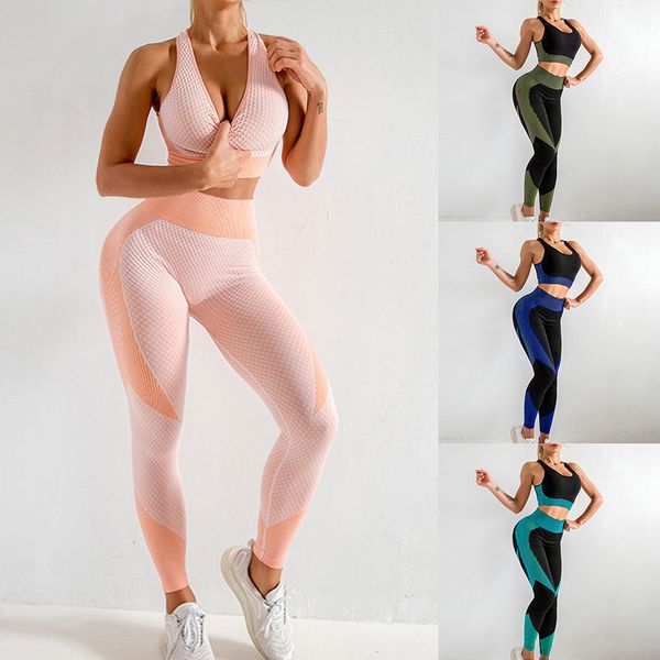 

2pcs бесшовные йога бюстгальтер костюмы женщины йога набор gym одежда женский костюм спорт фитнес бег одежда верхняя + гетры женщины, White;black