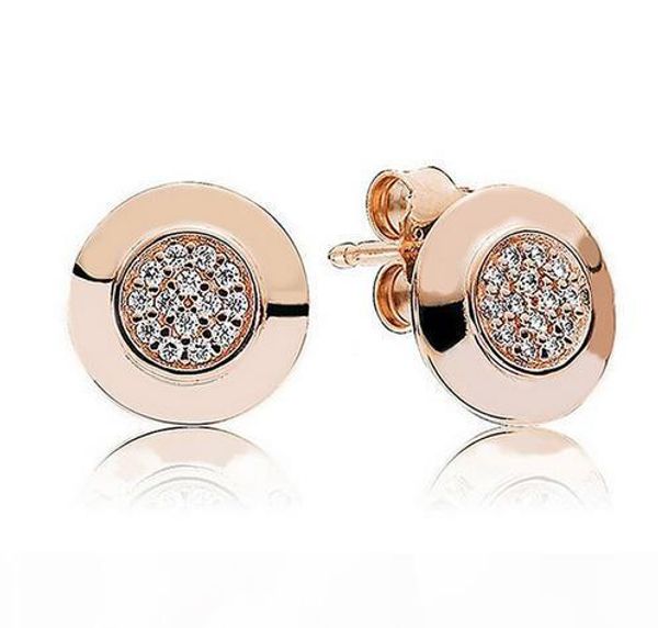 

925 silver signature кристалл серьги для женщин игристые розовые устаревшие лук лепестки любви серьги подходят пандора ювелирные изделия, Golden;silver