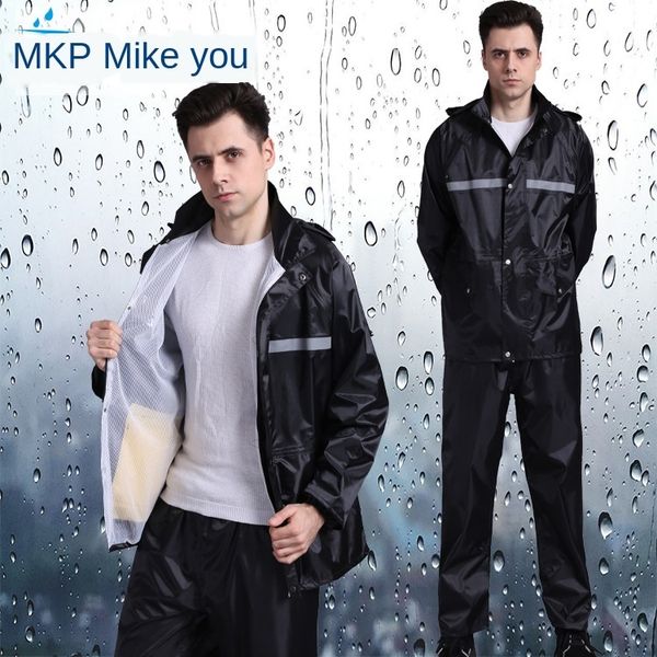 

bicycle oxford oxford cloth cloth reflective suit fashion casual raincoat suit outdoor cycling split raincoat, Black