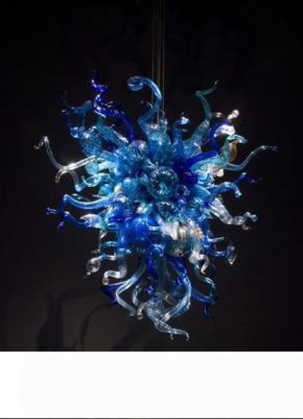 

100% hand blown artistic lamp europe style modern chinese blue crystal blown glass chandelier
