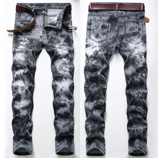 

men's jeans fashion men skinny stretchy slim fit pant casual denim long, Blue