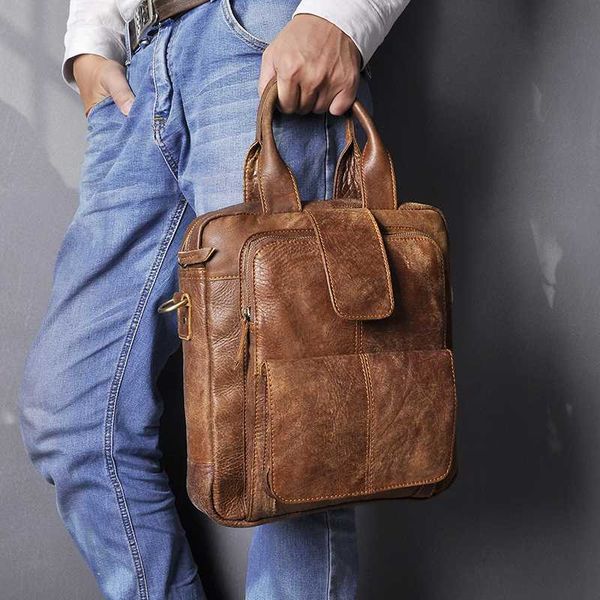 

quality leather male casual tote messenger bag satchel design crossbody one shoulder bag school college book for men 8086