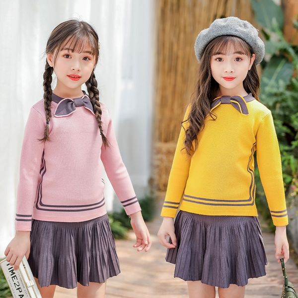 

urw3o girlssweater осенью свитер clothingsuit 2019 новый корейский стиль среды и большой осенью детской одежды стиль детской пл западные, Blue