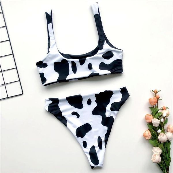 

new cow print bikini 2020 summer swimwear push up two piece swimsuit female biquini brazilian beachwear swimming suit, White;black