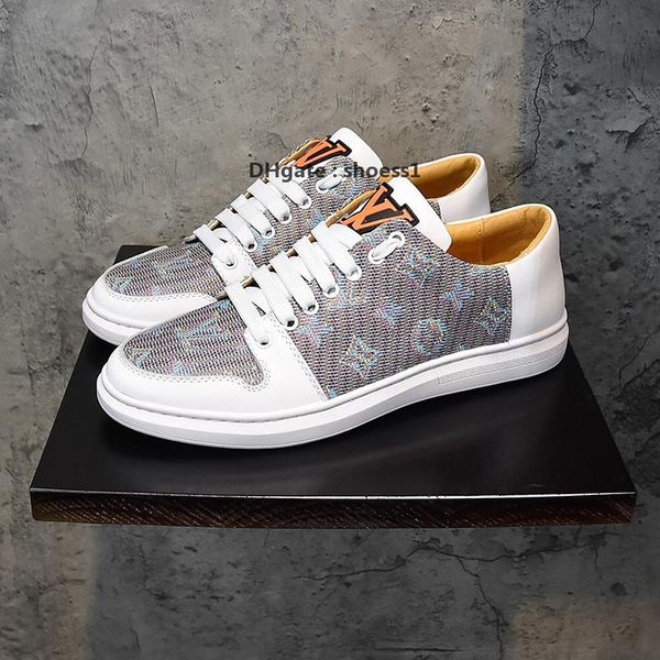 

21210d luxury design leather fashion printed rubber bottom sneakers all -match breathable mens casual shoes mens banquet shoes size :38 -45, Black