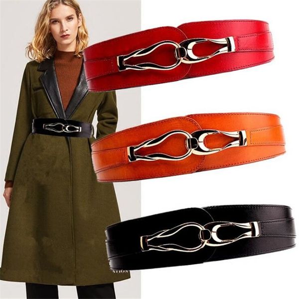 

2020 belts for women simple and fashion cowhide leather belts autumn and winter coat decorative elastic girdle, Black;brown