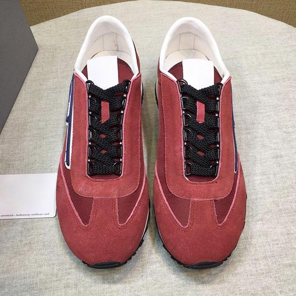 

suede and nylon sneakers men 's shoes drop ship outdoor walking breathable chunky sneakers comfortable style lace -up casual men shoes, Black