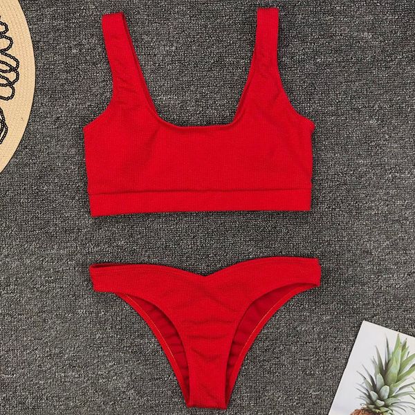 

ribbed sport bikini 2020 swimsuit women swimwear female two piece bikini set brazilian push up bathing suit, White;black