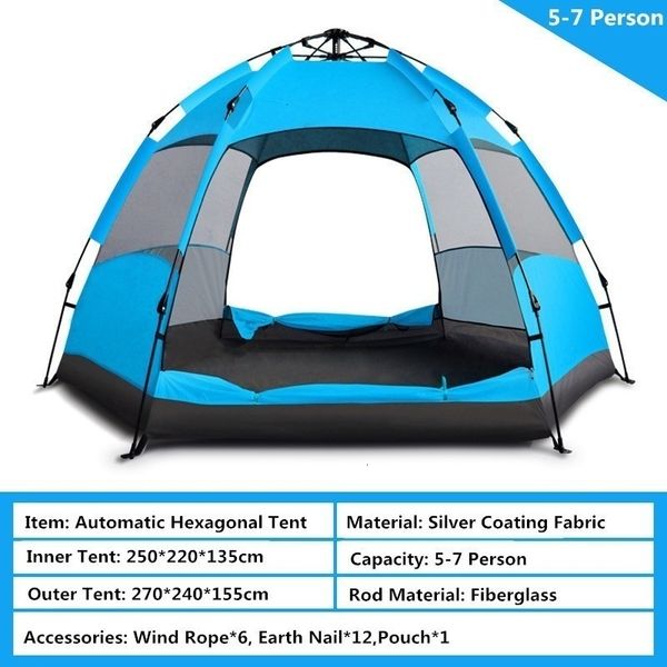 

3-5/5-7 person automatic camping tents upgraded waterproof double layer mongolian yurt tourist tent outdoor travel family tent