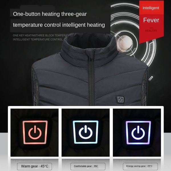 

new four-zone eight-zone electric usb intelligent constant temperature heating clothing vest vestmen's heating cotton vest print, Black;white