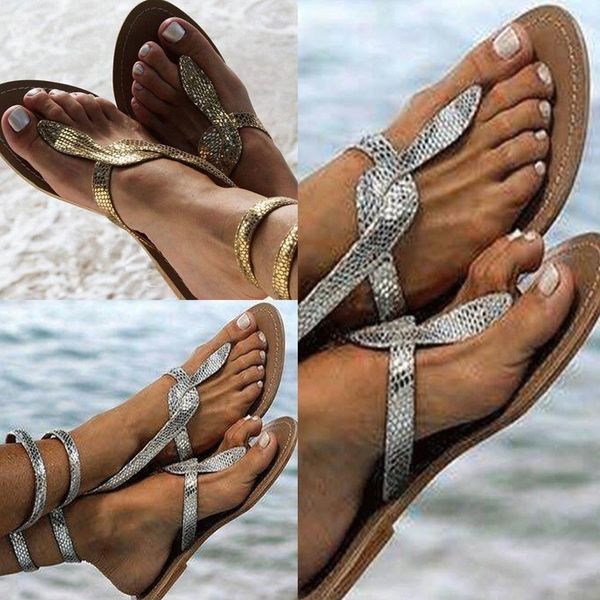 

sandals wish 2021 summer style in europe and the flat serpentine big yards for women's shoes, Black