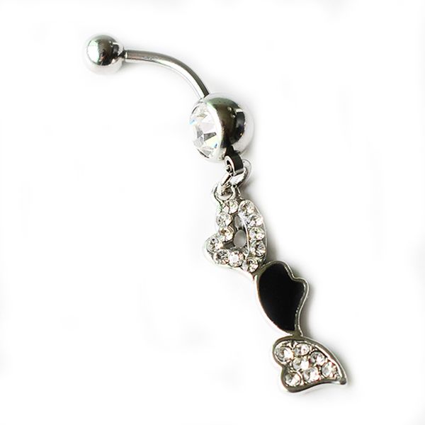 

d0708 ( 4 colors ) nice heart navel button ring retail selling navel rings body piercing jewelry dangle accessories fashion charm 10pcs, Silver