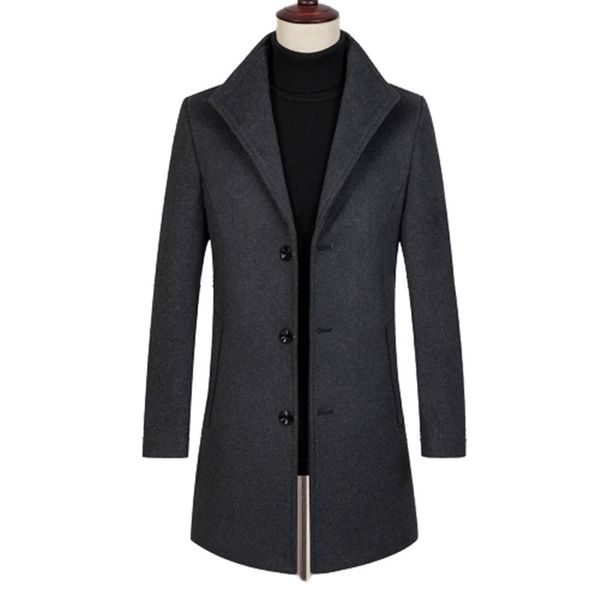 

men's wool & blends mens coats and jackets winter jacket men fahsion overcoat casual long trench coat england style, Black