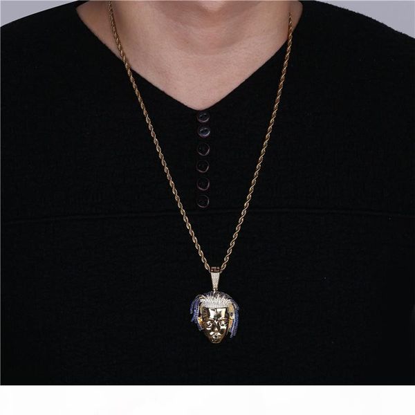 

hip hop jewelry rapper xxxtentacion iced out pendant necklace cz iced out chains punk silver color charms mens gold chain pendant