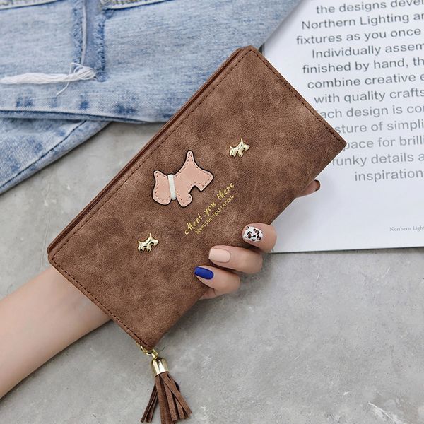 

women wallets cartoon dog purses long wallets for girl ladies money coin pocket card holder female wallets phone clutch bags, Red;black