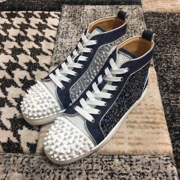

2019s red bottom sneakers men casual shoes luxury print silver pink pik no limit rare studs and rhinestones graffiti red grey trainers, Black