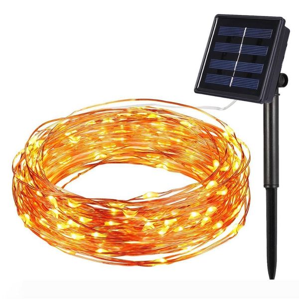 

new solar power string light waterproof led light 10m 100 led copper wire lamp warm white for outdoor christmas lamp decoration lights