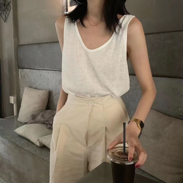 

2020 new mwoods south sling t-shirt vest korea east gate korean solid color simple basic vest strap t-shirt, Camo