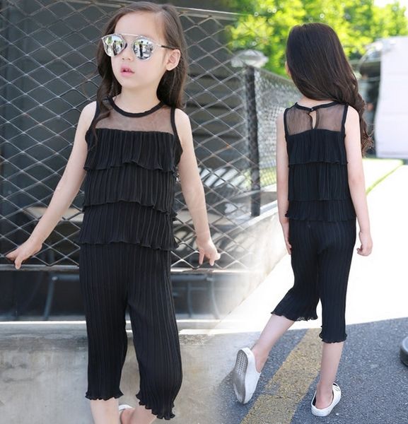 

3bldj chiffon wrinkle set pleated clothing summer 2020 new medium large suits for boys and girls children's suits for boys and girls ch