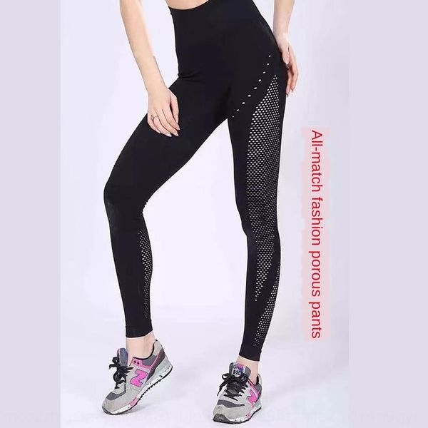 

trendy hole yoga pantshigh waist hip lifting yoga pants non-slip anti-legging skin-friendly breathable pants, White;red