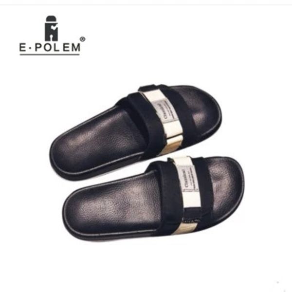 

2020 summer m n slippers leather fashion flip flops male slippers pvc flat men shoes, Black