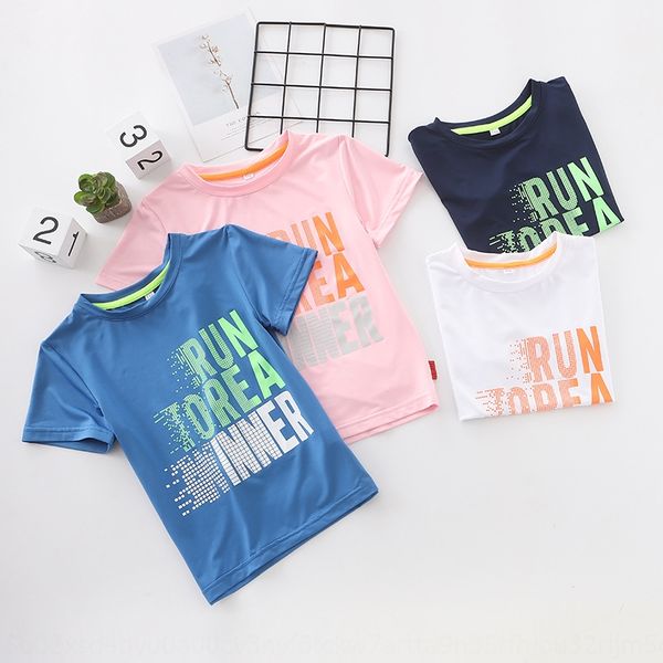 

pwxpc 2020 new summer clothing t-shirt tong t xu children's children's clothing fashionable letter printing medium and large child, Blue