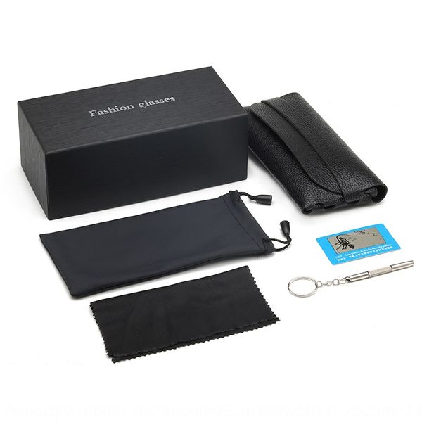 

full package leather fashion sun 2020 new men's and case case cloth box women's myopia box glasses bag glasses cloth, Blue