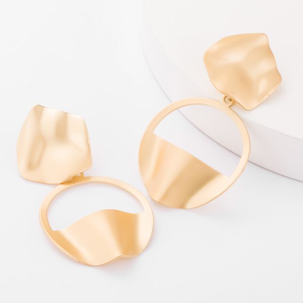 

personalized simple style multi-layer alloy semi-circular hollow earrings women's fashion, Golden