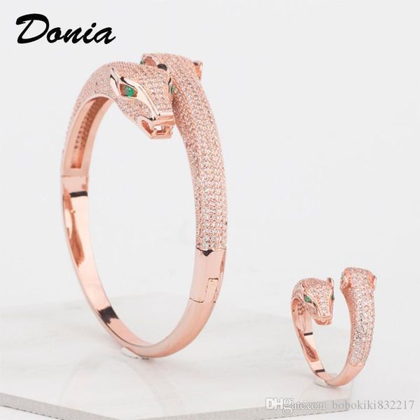 

Donia jewelry party European and American fashion large Classic Animal micro inlaid Zirconia Bracelet Ring Set women's Bracelet Ring Set Gif
