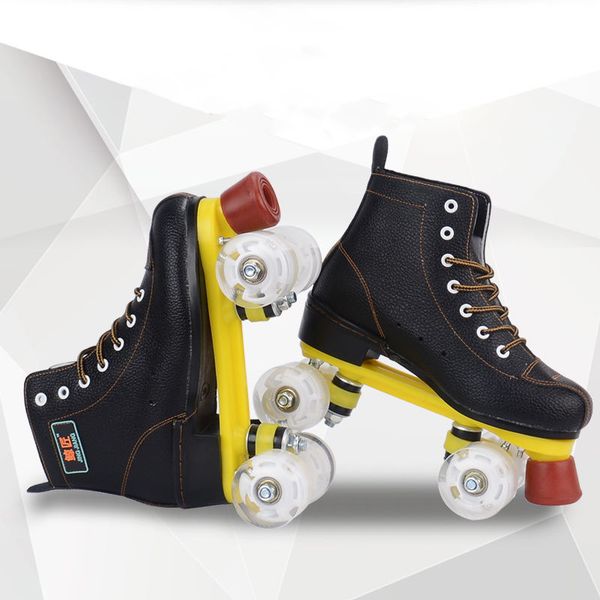 

artificial lether 4-wheels roller skates man woman outdoor skating shoes